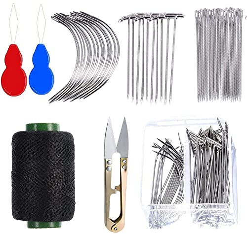 Hair Thread for Weave Needle and Thread Kit Hand Sewing Needle for Sewing Thread for Sewing Machine Thread T Pins Straight Pins Black Thread Yarn Needle Threader Sewingâ€‚Scissors