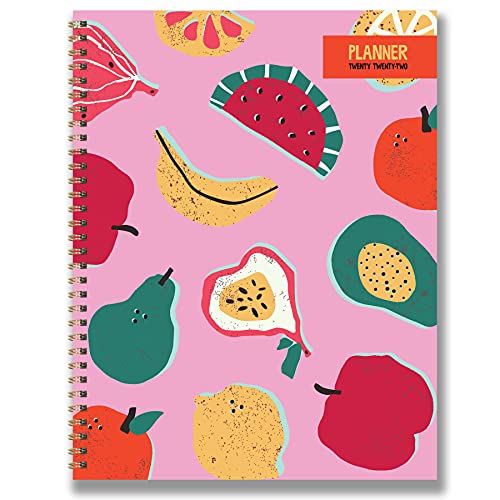 TF PUBLISHING - 2022 Eat Your Fruits Large Weekly Monthly Planner and Coordinating Planning Stickers - 12 Month Calendar for School and Work - 9"x11"