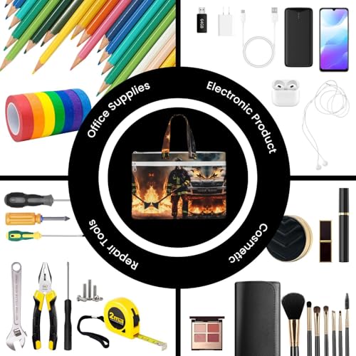 Firefighter Fireman Flame Canvas Document Bag Briefcase For Professionals And Executives 5