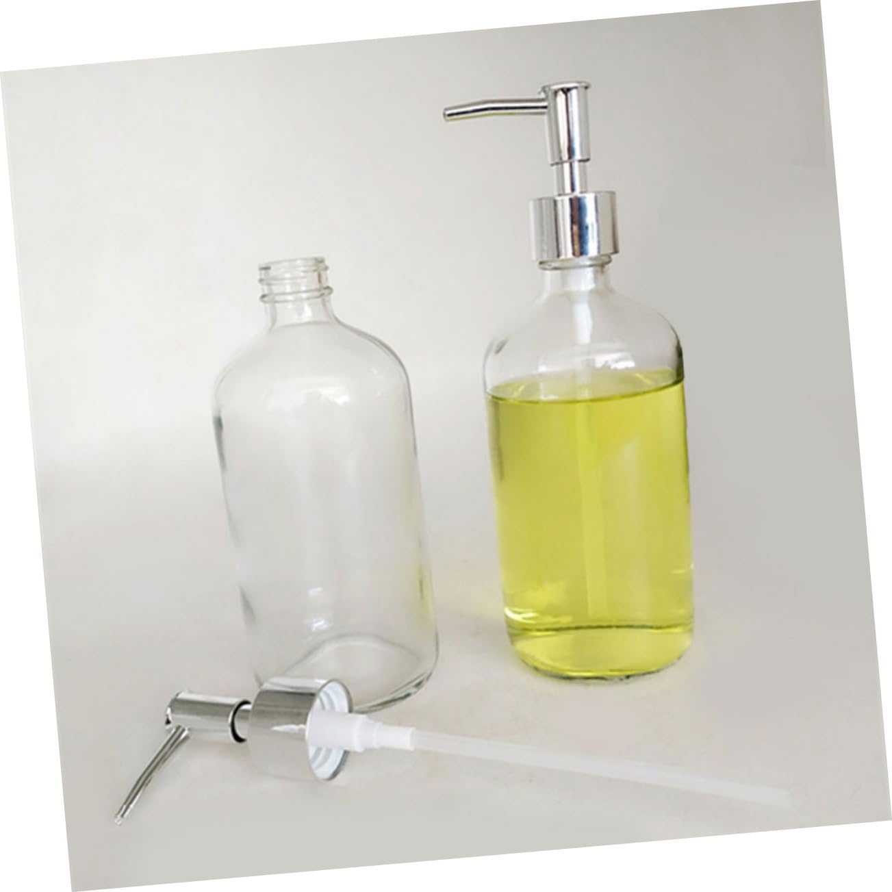 Alipis 4piezas Botellas De Vidrio De Envase De Loción y Champú Bomba De Vidrio Reutilizables Ecologicas para Artículos De Tocador para Hogar y