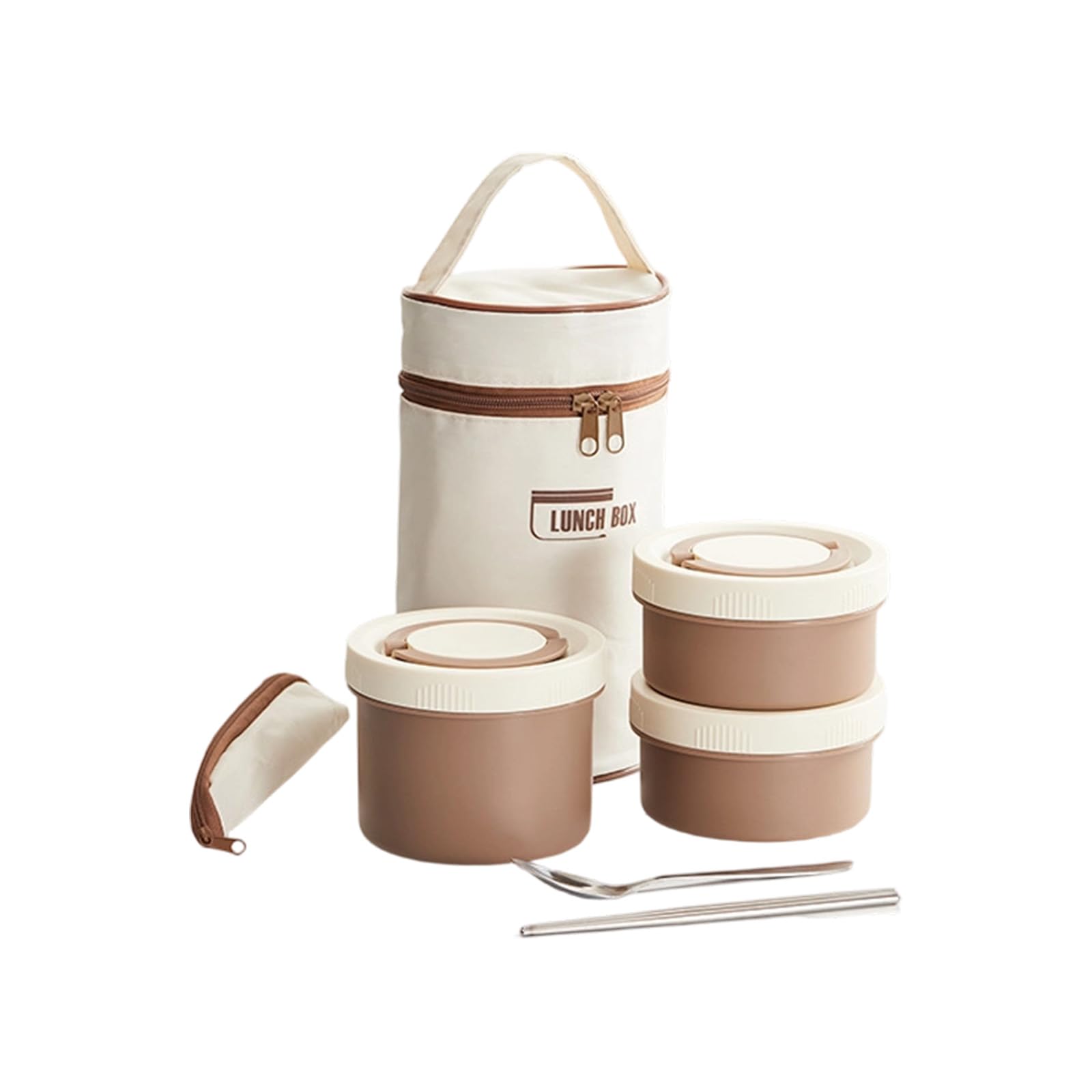 jiingekk 4 Piece Rustless Warm Mealbox Set Impermeable Compartments Insulated Transporting Bag for Adults School Large Capacity Insulated Box