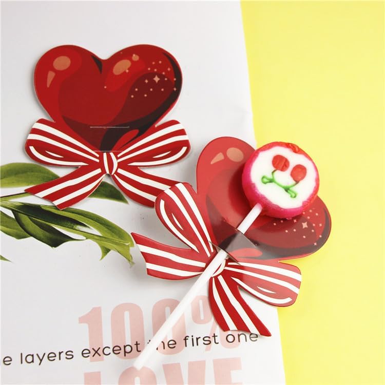 Miniatura 6 de Decoración de tarjetas de papel con forma de piruleta de corazón para el día de San Valentín, tarjetero de caramelo para piruleta, pan de azúcar,