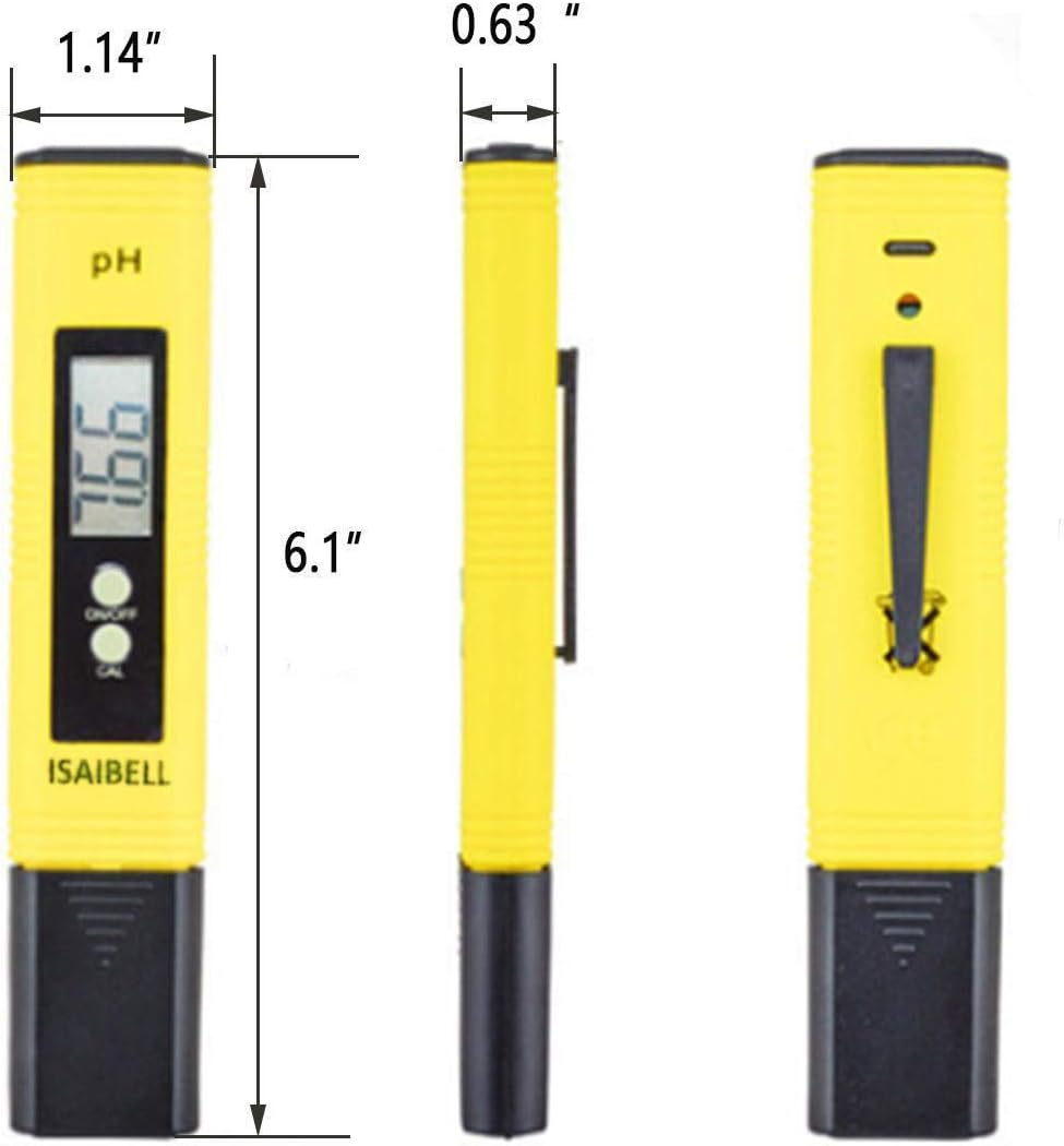 ISAIBELL Digital PH Meter Tester, 0.01 High Accuracy Quality 0-14 Measurement Range for Household Drinking, Pool and Aquarium Water PH Tester Design with ATC.