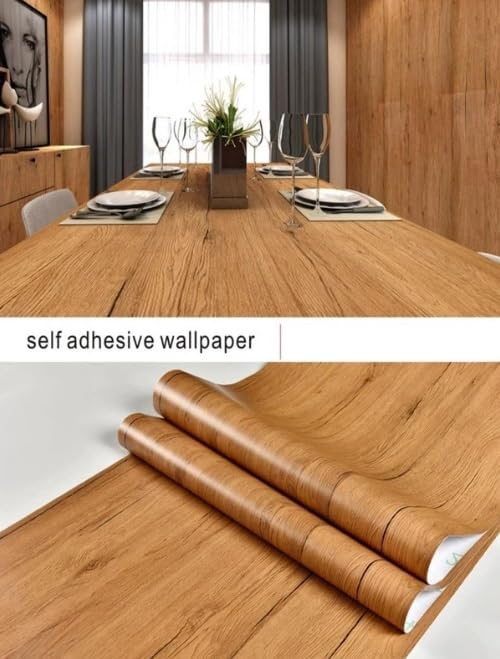 Image of SUNBIRD Wood Grain Wallpaper Self Adhesive Removable Contact Paper PVC Waterproof Wallpaper Rolls Kitchen Stickers Furniture Wardrobe Wall Papers Home Decor (24 X 150 Inch, American Wood)