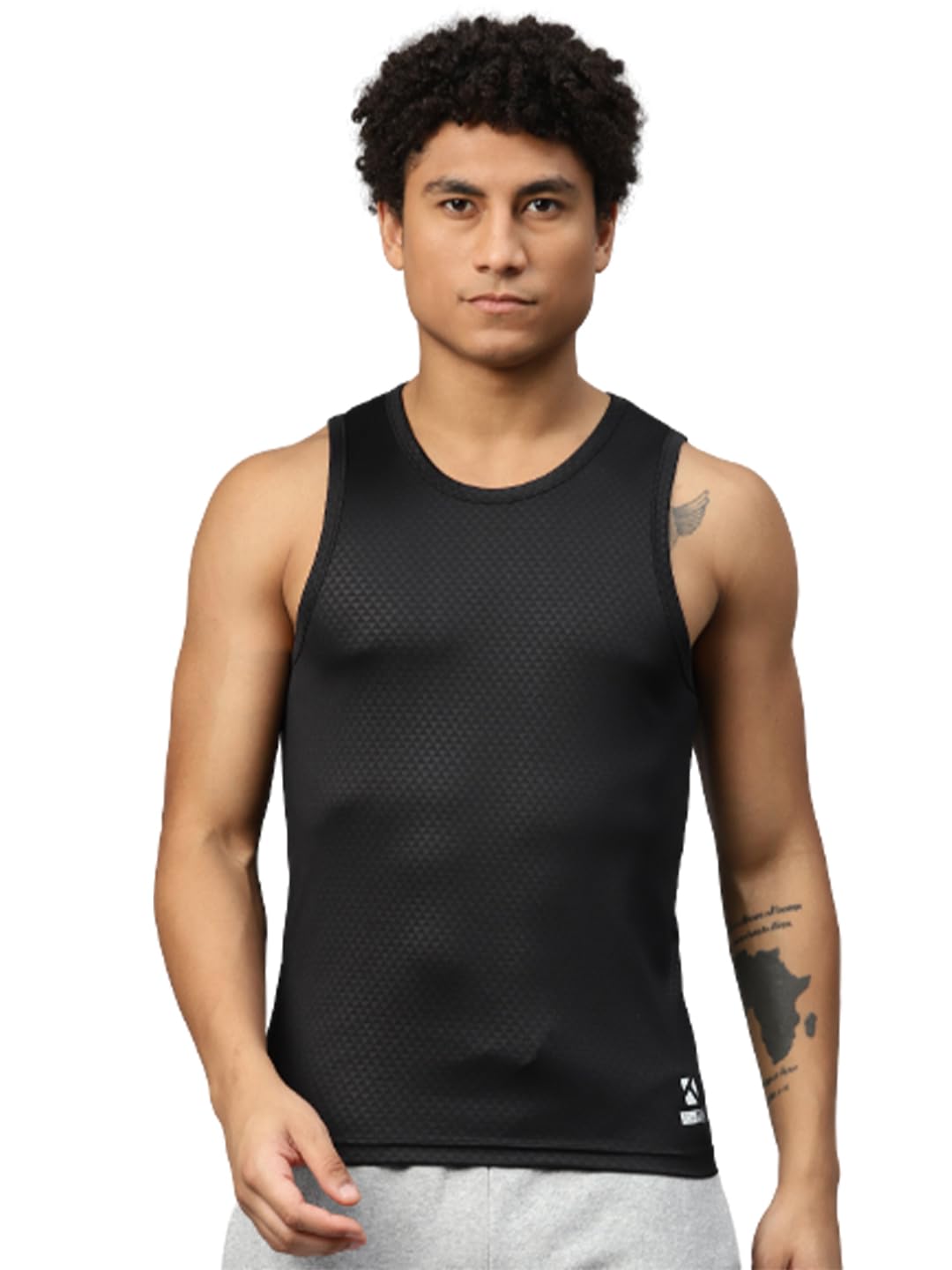 TOM BURGSporty Black Men's Printed Gym Vest