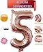 40 Inch Rose Gold Jumbo 5 Number Balloons Huge Giant Balloons Foil Mylar Number Balloons for Birthday Party,Wedding, Bridal Shower Engagement Photo Shoot, Anniversary (Rose Gold,Number 5)