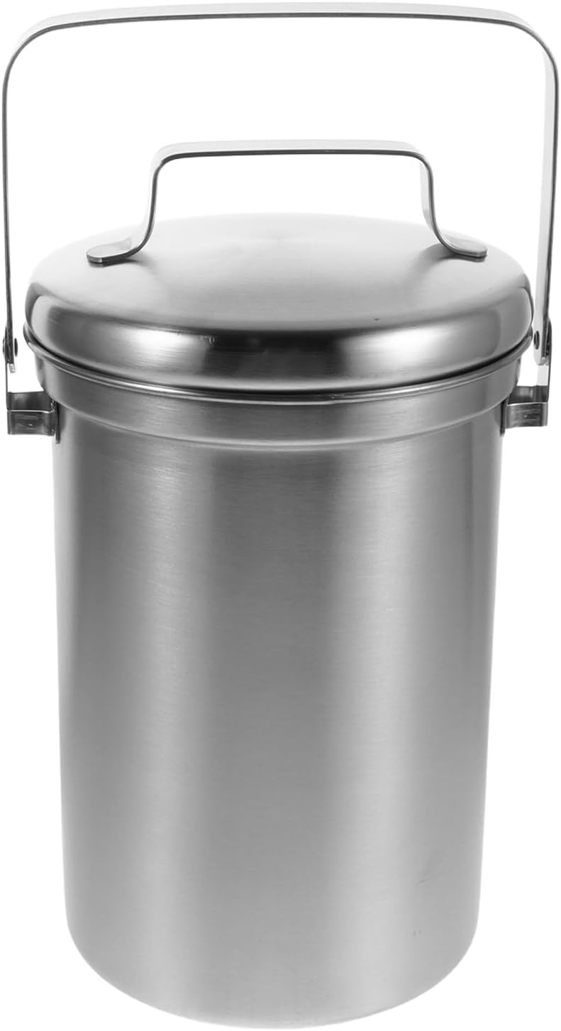 Milisten Countertop Compost Bin with Lid 3l Stainless Steel Kitchen Compost Pail Food Scrap Recycling Indoor Small Metal Garbage Can