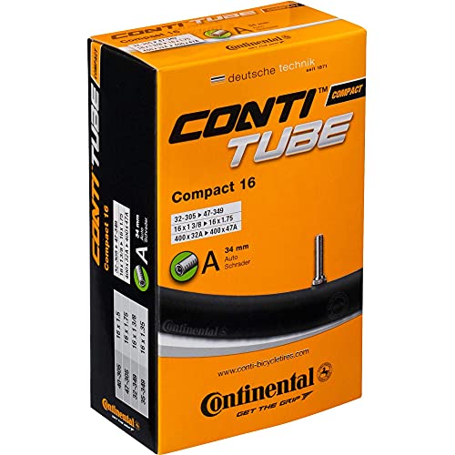 Continental Compact 16, Camera D'Aria Per Bicicletta. Unisex-Adulto, Nero (A34), 32/47-305/349