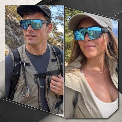 Image of HAOLOTA Fit Over Glasses Sunglasses for Men, Wrap Around Sunglasses for Driving Cycling Outdoors UV Protection