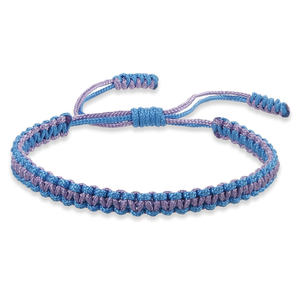 COLORFUL BLING Tibetan Buddhist Bracelets for Women Men Handmade Braided Rope String Lucky Protection Wristbands Prayer Family Couple Jewelry-blue purple