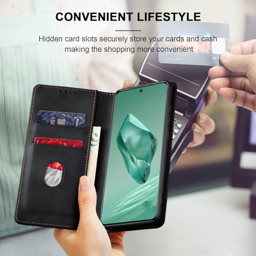 Image of Jasonyu Flip Wallet Case for OnePlus 12,Black