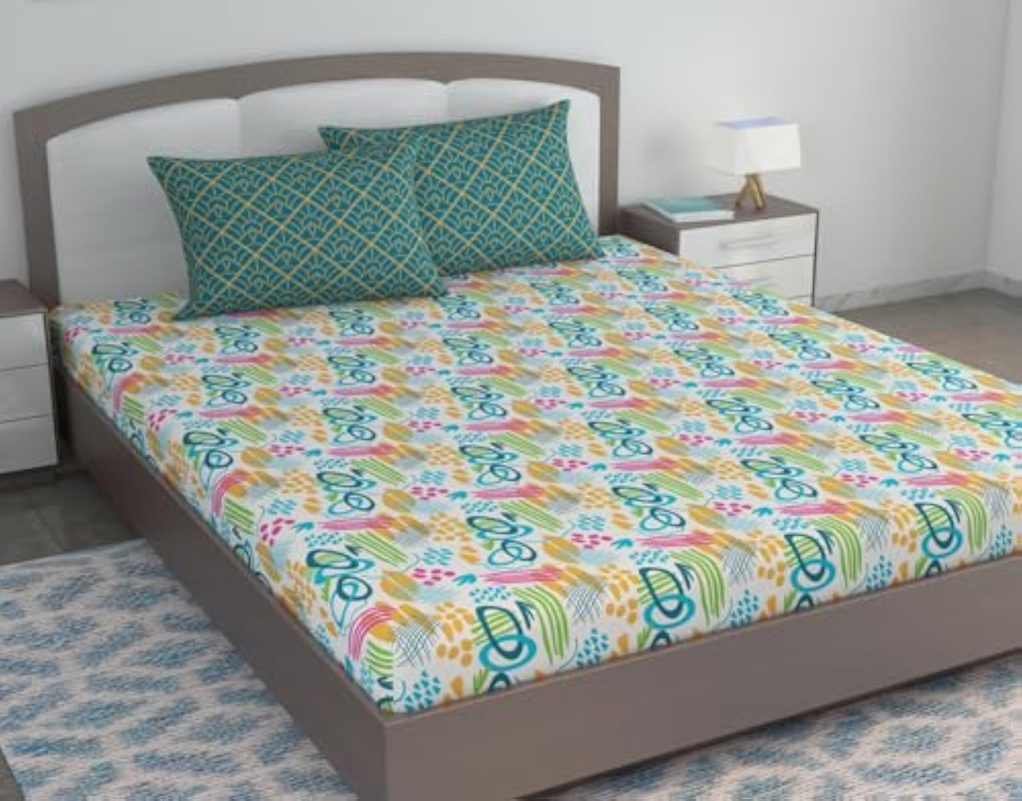 King Size 100% Cotton Bedsheet with 2 Pillow Covers