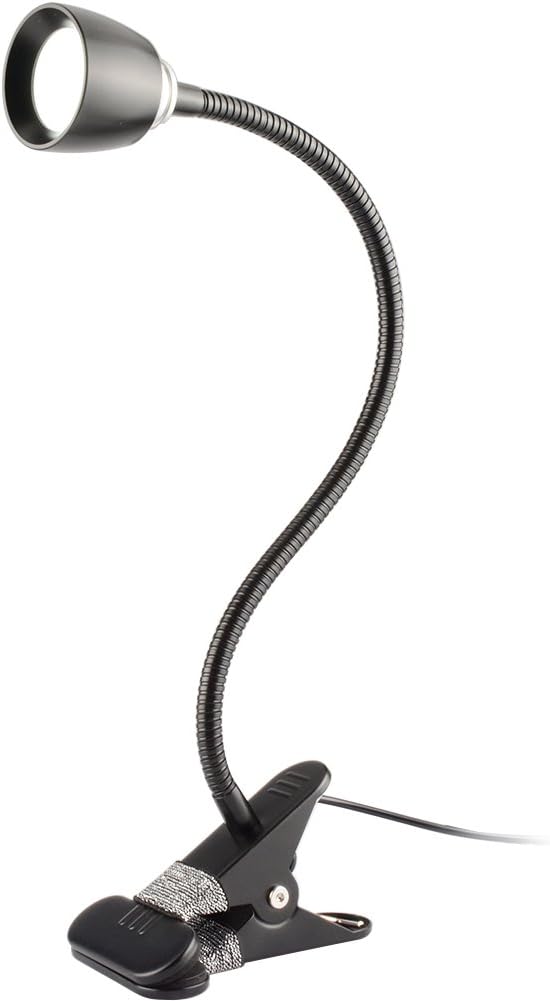 BOFIT LED Clip Lamp, Dimmable Reading Lights for Bed, Eye-Caring Clip Light for Desk, 2 Brightness Modes, Sturdy Metal Body, Flexible Gooseneck, Black (Metal)