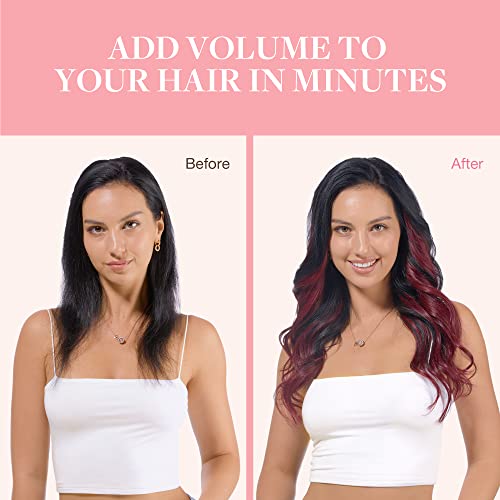 Image of GOO GOO Clip in Hair Extensions Real Human Hair, Remy Human Hair Extensions Clip ins for Women, Natural Human Hair, 18inch 120g 7Pcs, 530 Burgundy