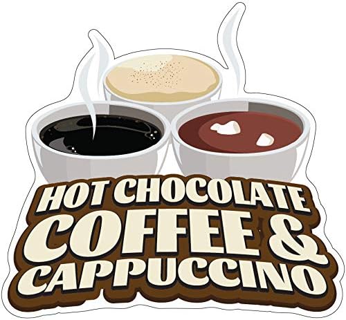 SignMission Hot Chocolate Coffee and Cappuccino Concession Stand Food Truck Sticker, Decal Size 16"
