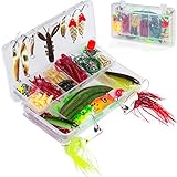 SHXH 137 Pcs Fishing Lures Kit,Top-Water Lures Tackle Box,Baits Tackle Including Crank-baits Spinner-baits Plastic Worms Jigs and More Fishing Gear