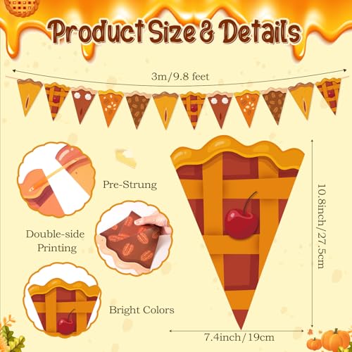 Image of Gersoniel 5 Pcs Fall Party Decorations Pumpkin Pie Pennant Banner