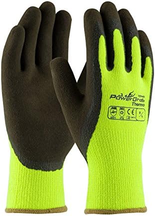 PIP 41-1405 Powergrab Thermo Hi Vis Green Latex Coated Gloves Large 12 Pair