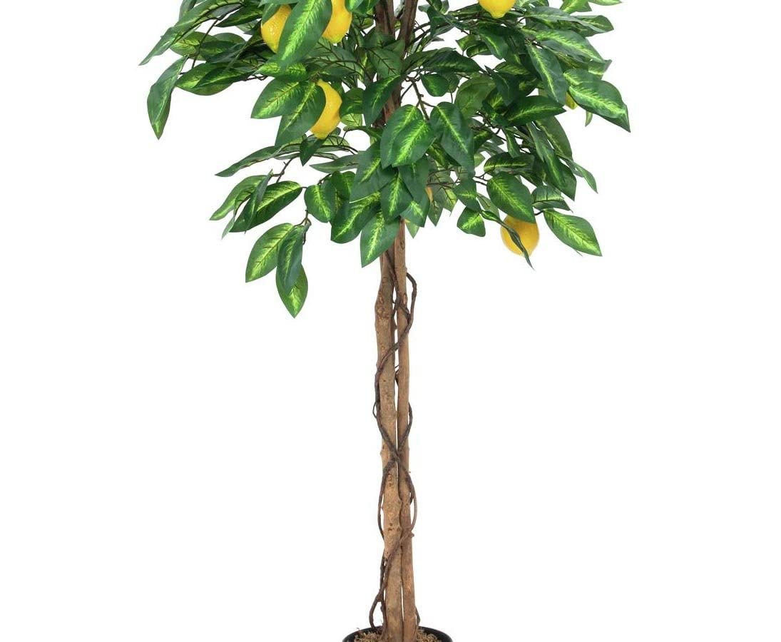 JFBUCF 2 mini albero di limone artificiale, 22 cm, frutta, limone, piante in vaso, limone, bonsai, limone, in vaso di plastica, per casa, ufficio, negozio, tavolo