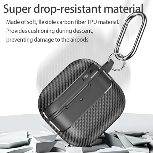 Image of for Soft AirPods Pro 3 Case 2025 | Cool Carbon Fiber Air Pods Pro 3 Case | with Keychain | Airpod 3 Pro Cases for Man(Model A2700 /A2931)(Black)
