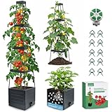 MQFORU 2Pack Raised Garden Bed Planter Boxes with Trellis, 57' Self-Watering Tomato Planter Boxes with Trellis for Climbing Vegetable and Plants, Tomato Cage for Indoor Outdoor Use