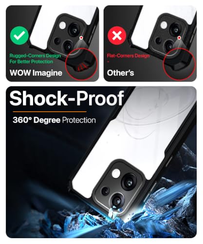 Image of WOW IMAGINE Shock Proof Clear Back Case Mobile Cover for Oppo Reno 16c 5G (Hard | Hybrid PC + TPU | Full Armour Device & Camera Protection | Black)