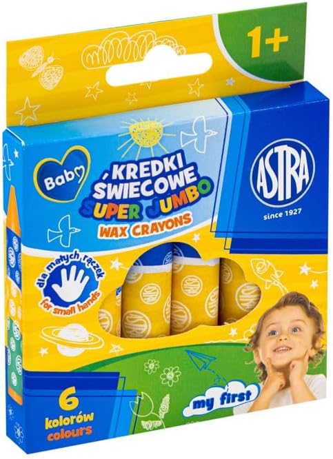 ASTRA Round Candle Pencils, 18 Colours, 8 x 90 mm, Intense Colours, Fracture Resistant, For Schoolchildren