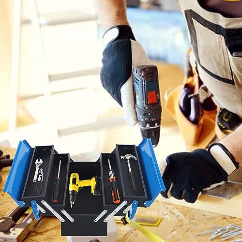 Boîte de rangement d'outils métallique à 5 plateaux dépliables - 8
