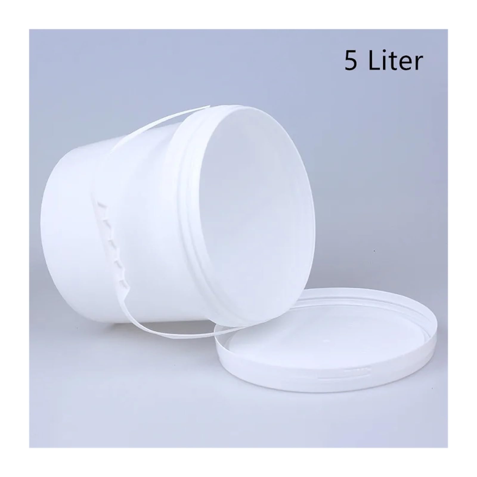Cubos De Pintura De Plástico Cubo de plástico de 2 Piezas con asa y Tapa. | Contenedor de almacenamiento redondo hermético vacío de 5 litros(Clear)