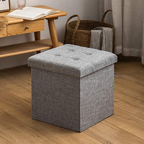 HuiDao Storage Ottoman Bench 15x15x15 Inch Super Thick Folding Storage Ottoman Cube Toy