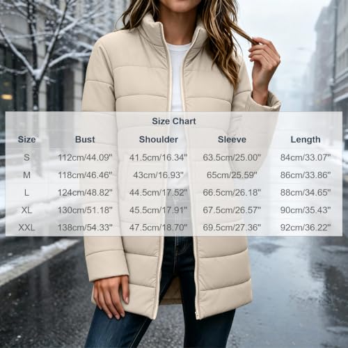 Puffer Jacket Womens with Stand Collar Full Zip Long Quilted Coat Winter - image 4