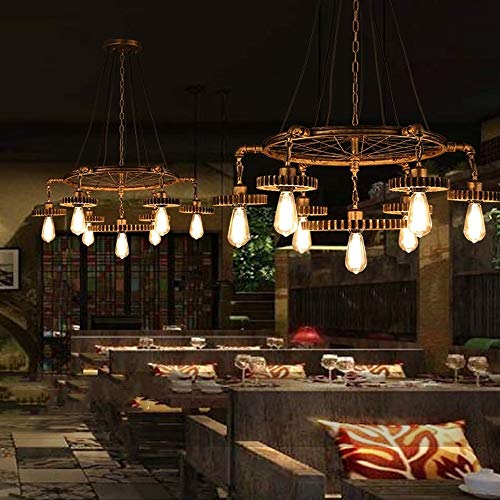 ZSAIMD Rustic Steampunk Pendant Circular Nostalgic Restaurant Bar Light Clothing Store Internet Cafes Internet Cafes Art Gear Chandelier,Creative Personality Living Room E27 Edison Decoration steampunk buy now online