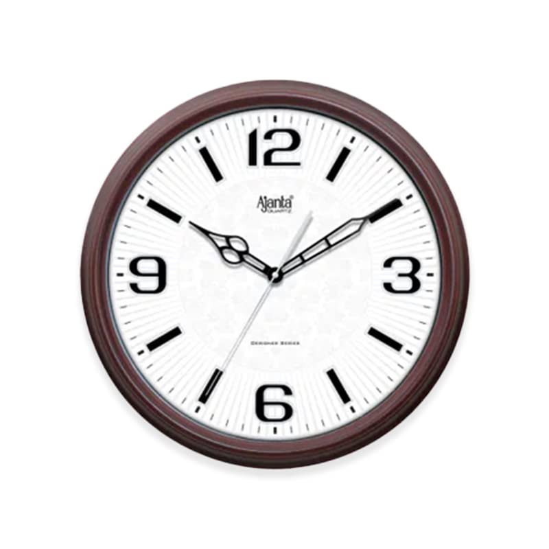 Image of Ajanta Luxury Oak Wood Wall Clock 3007-14.8 Inch - Elegant Silent Sweep Quiet Mechanism - Modern Farmhouse Wooden Decor