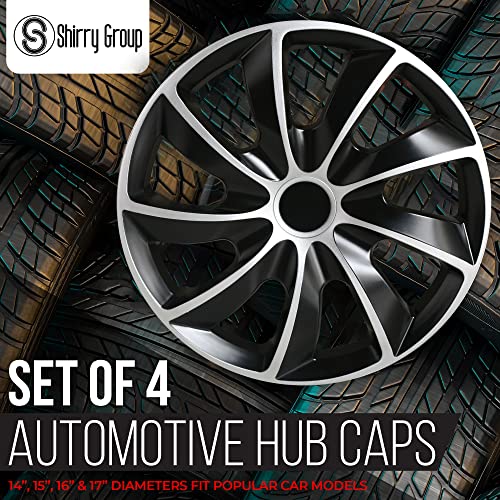 Hubcaps 4-Pack Kit, 17 inch Hub Caps Set of 4 Wheel Covers with Universal Snap-On Retention Rings, 2-Tone ABS Plastic Black and Silver Car Rims for All Models (SG-5084-DP-17) - Image 3