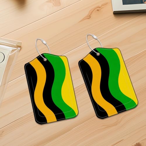Image of Abstract Wave Luggage Tags 2 Pack, PU Leather Privacy Flap