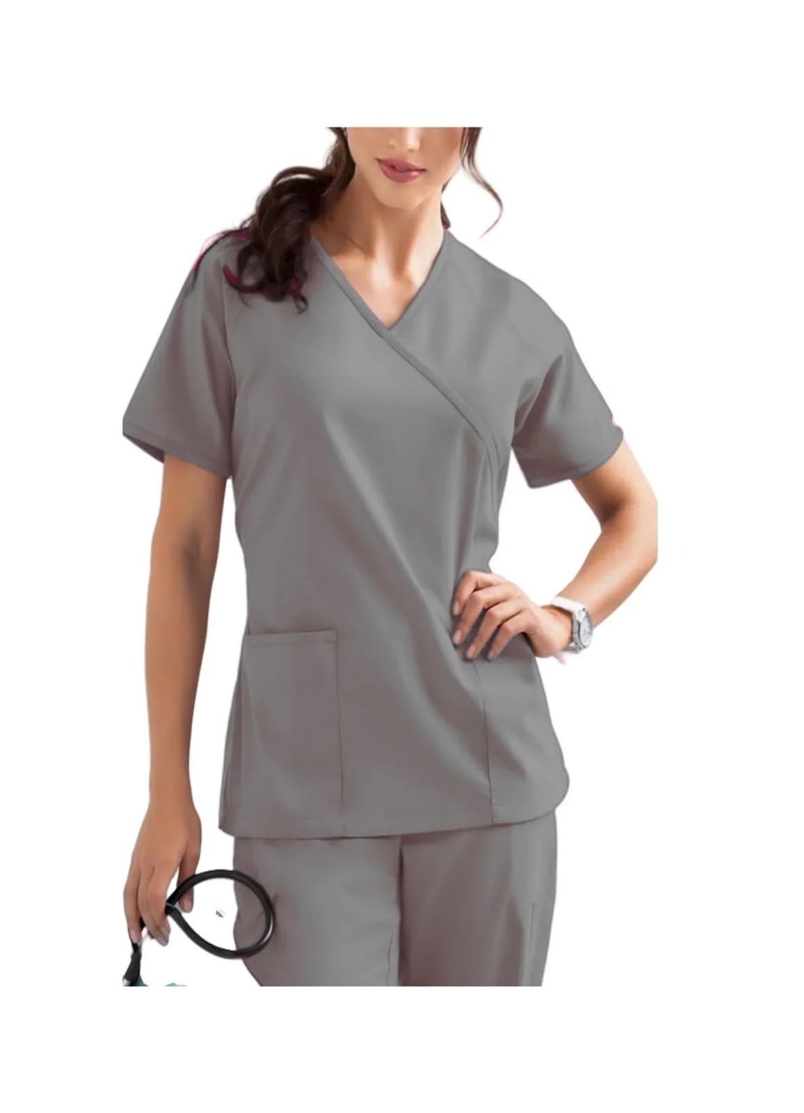 Uniformes Blusas médicas elásticas con Bolsillos Pantalones Uniforme de Enfermera Monos de médico Salón de Belleza Trabajo(Green,M)