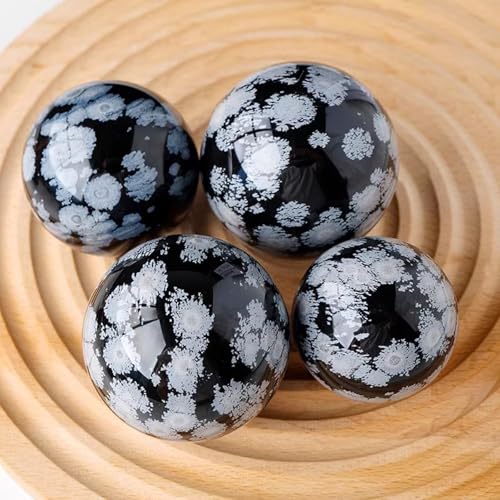 Obsidienne neige boule décorative avec socle idée cadeau bien-être bureau - 2