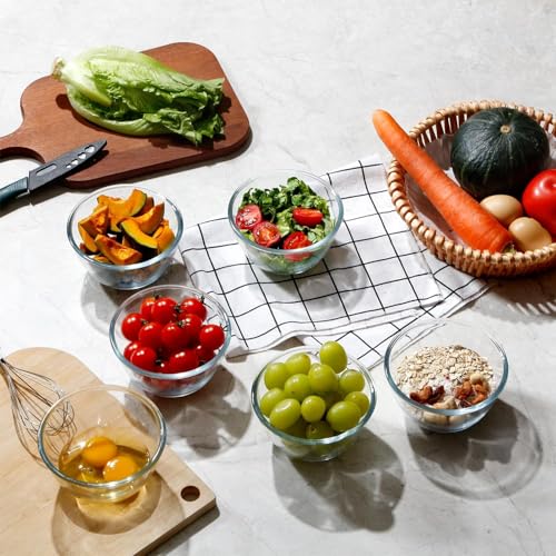 Image of PrimeWorld 5 inch All-Purpose Set of 6 Pc Mixing Bowl & Serving Round Glass Bowl Items, Serving Bowl, Snack & Soup for Kitchen & Dining for Daily Use Hotel Restaurants Home Kitchens
