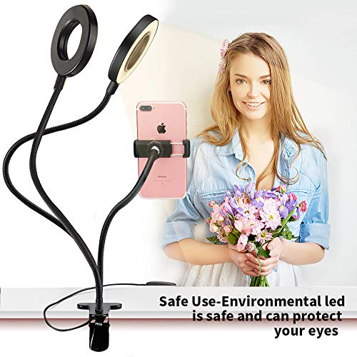 Powcan Selfie Ringlicht mit Handy-Halter Stehen für Live Stream Make-up, 3-Licht-Modus, 10-Level Helligkeit LED… – Bild 6
