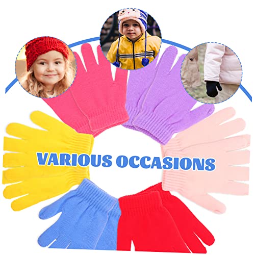 Thickened Fleece Gloves for Boys and Girls 6 Pairs Winter Mittens Warm Finger Mittens Non-skid Gloves for Indoor/outdoor3