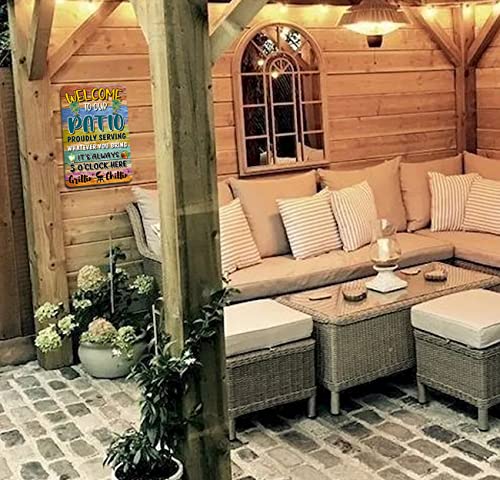 Welcome Patio Bar Signs Backyard Outdoor Porch Wall Decor Garden Metal Sign Decorations For Tiki Camper Accessories 16X12 Inch #TOP5