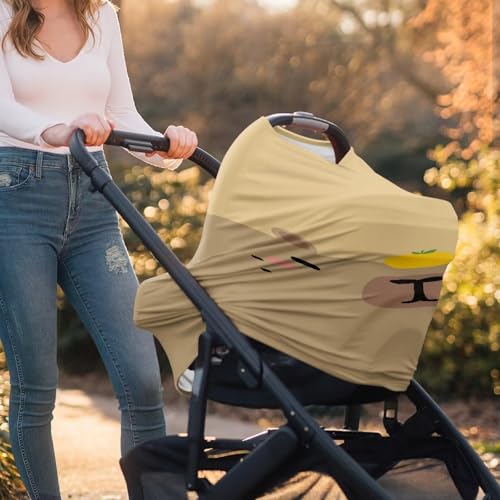Image of Breathable Car Seat Cover for Babies - Capybara Nursing Cover for Breastfeeding, High Stretchy Stroller Cover, Nursing Cover Up for Breastfeeding