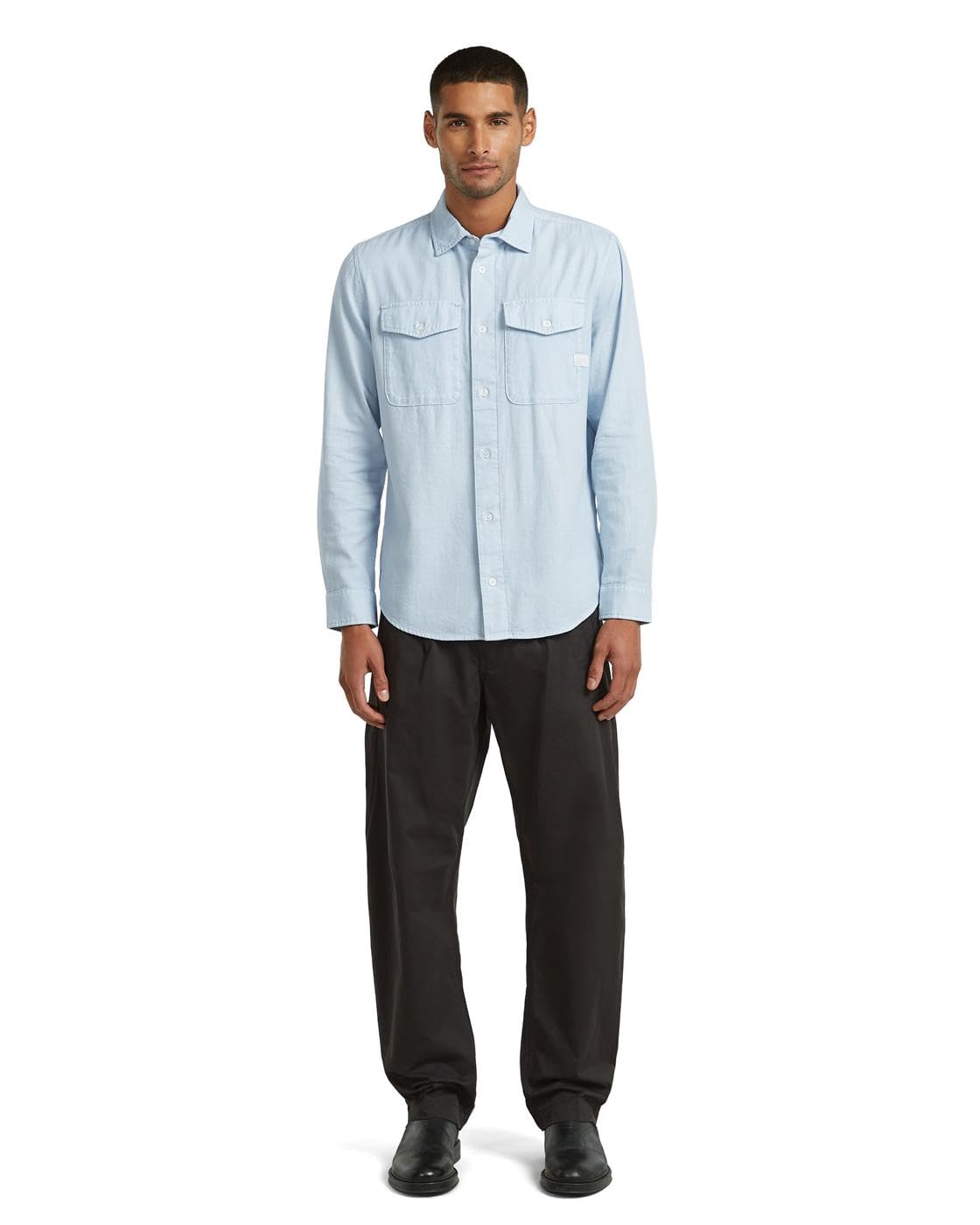 G-Star Men's Marine Slim Long Sleeve Shirt, Size: L, Color Blue