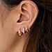 Poxtex Small Rose Gold Plated Huggie Hoop Earrings Set for Women, Hypoallergenic Trendy Hoops Stacks for Multiple Piercings, Dainty Cute Mini Lightweight Cartilage Jewelry Gift for Sensitive Ears