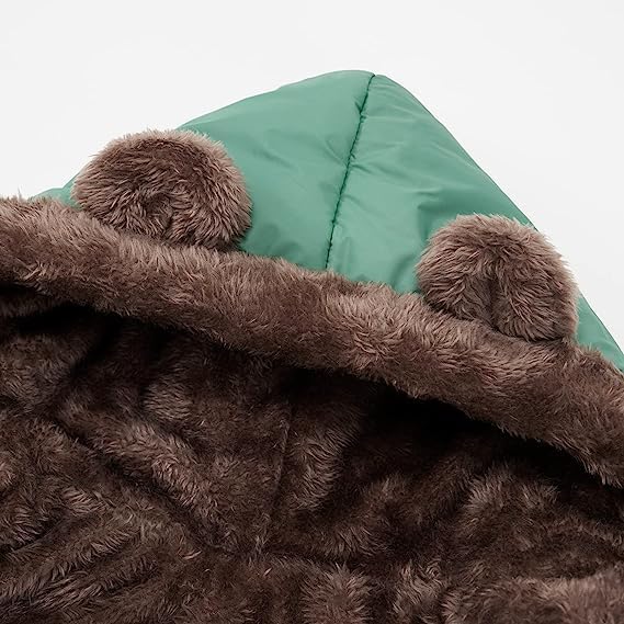 Baby Winter Fleece Coat Kids Boys Jacket Outwear Girls Padded Clothes Green 1-2 Years - Image 4