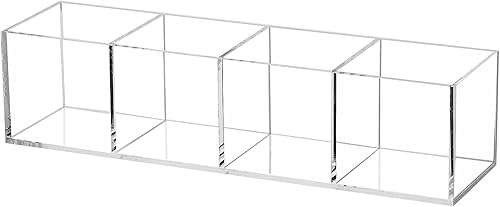 dedoot Organizador de cajones de acrílico de 4 secciones, organizador de maquillaje de plástico transparente, contenedor de almacenamiento, cubo