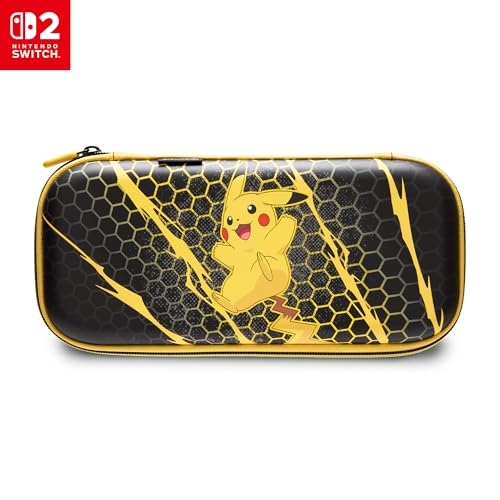 Image of PowerA Slim Case for Nintendo Switch 2 - Pikachu Storm, Officially Licensed, Protective Case, Holds 10 Game Cards, Padded Screen Protector, Built-in Play Stand