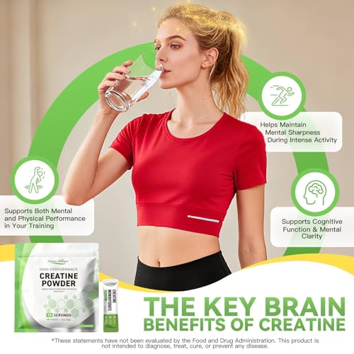 Image of Creatine Monohydrate Powder Travel Packs, 10 Servings 5g Micronized Pure Creatine for Men & Women Muscle Growth & Energy, On-The-Go Creatine, Sugar-Free, Vegan, Unflavored