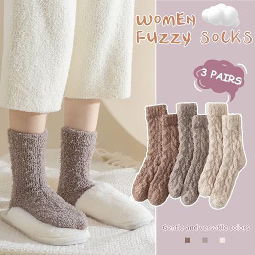 Passionbility Womens Fuzzy Socks Cozy Fluffy Winter Sleeping Socks 3 Pairs - image 4
