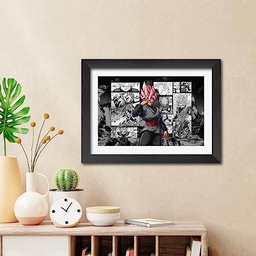 Image of TenorArts Black Goku Poster Dragon Ball Z Anime Posters Laminated Photo Frame Painting with Matt Finish Black Textures (12inches x 9inches)